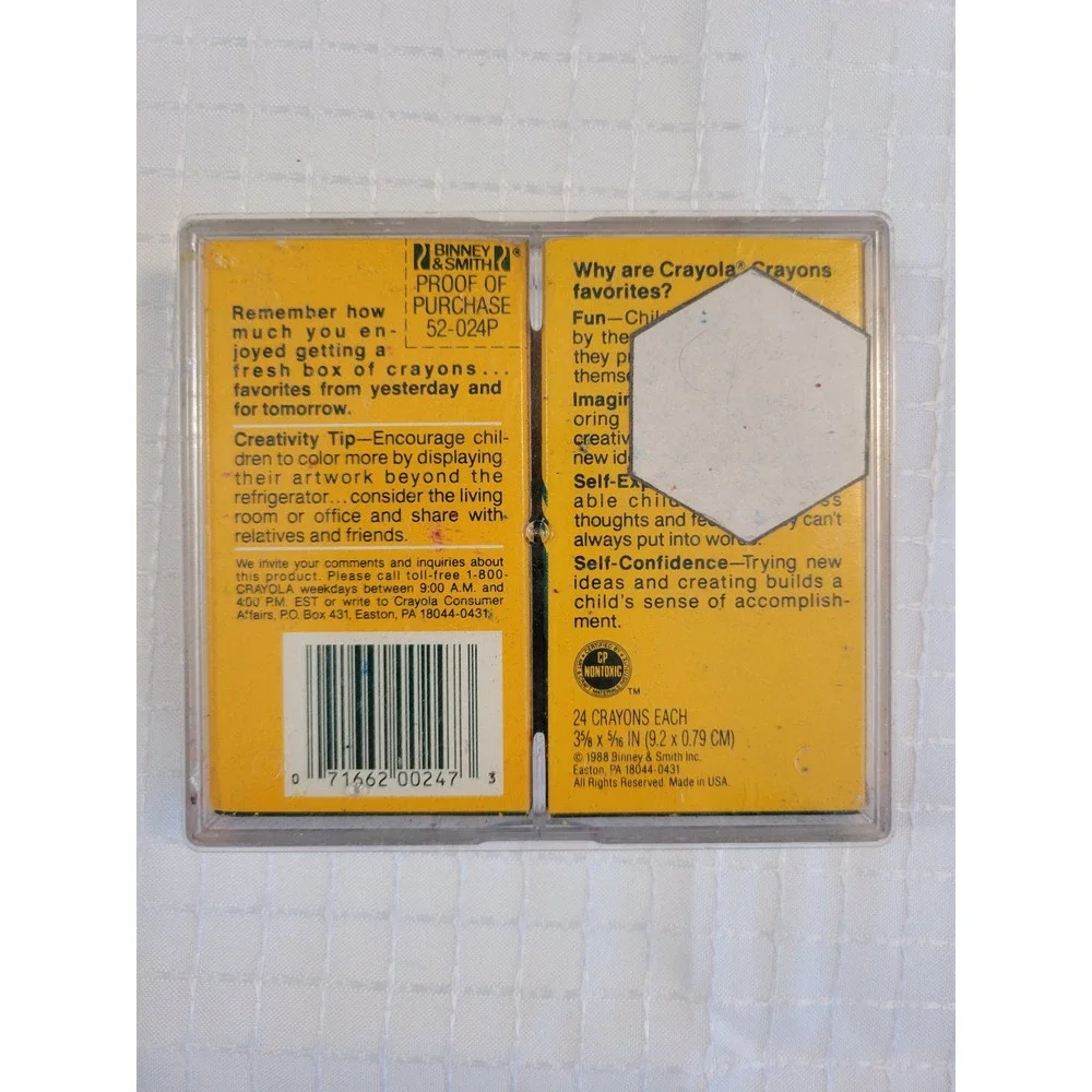 Vintage 1988 Crayola 24 Count Crayons Binney & Smith‎ 52-024P Plastic Case Box